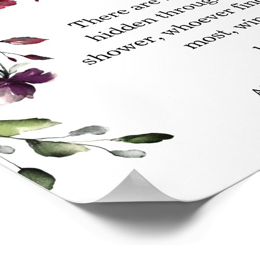 Floral Burgundy Blush Pacifier Hunt Sign Poster (Hoek)