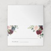 Floral Burgundy Blush Place Cards Plaatskaartje (Buitenkant ongevouwen)