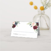 Floral Burgundy Blush Place Cards Plaatskaartje (Voorkant)