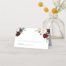 Floral Burgundy Blush Place Cards Plaatskaartje