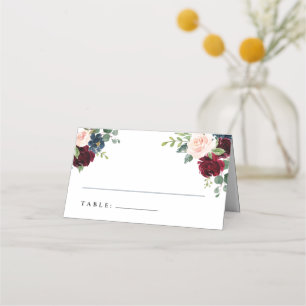 Floral Burgundy Blush Place Cards Plaatskaartje