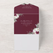 Floral burgundy blush rustige bruiloft all in one uitnodiging (Buitenkant)