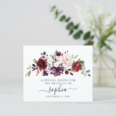 Floral Burgundy Blush Vrijgezellenfeest Recipcard (Staand voorkant)