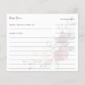 Floral Burgundy Blush Vrijgezellenfeest Recipcard (Achterkant)