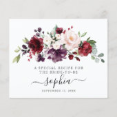 Floral Burgundy Blush Vrijgezellenfeest Recipcard (Voorkant)