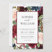 Floral Burgundy Blush Weddenschap Kaart (Voorkant)