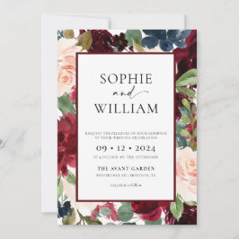 Floral Burgundy Blush Weddenschap Kaart