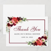 Floral Burgundy Boho Vrijgezellenfeest Bedankt Kaa Save The Date (Voorkant / Achterkant)