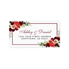 Floral Burgundy Boho Wedding Address Etiket