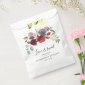 Floral Burgundy Botanical Dusty Blue Waterverf Bedankzakje (Gezegeld)