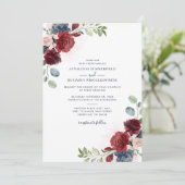 Floral Burgundy Botanical Greenery Wedding Kaart (Staand voorkant)