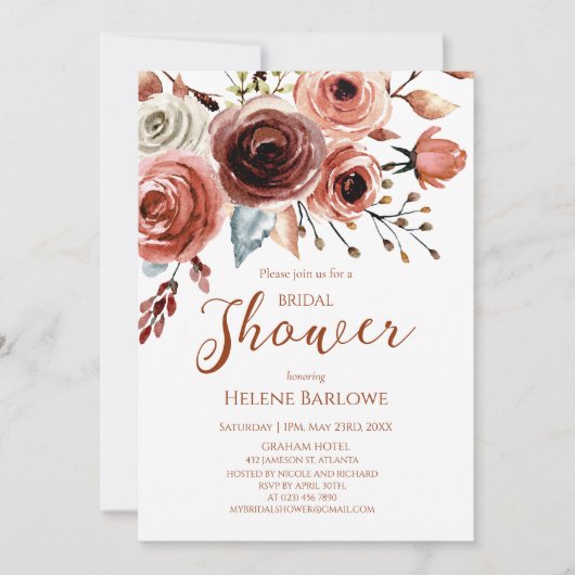 Floral Burgundy Botanisch Rustisch Vrijgezellenfee Kaart (Voorkant)