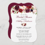Floral Burgundy Bridal Shower Invitation B Kaart<br><div class="desc">Waterverf Burgundy Floral Bridal Shower Invitation Kaart - Burgundy Back - Bracket Style</div>