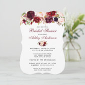 Floral Burgundy Bridal Shower Invitation BR Kaart (Staand voorkant)