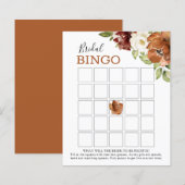 Floral Burgundy Dark Oranje Bridal Bingo Game Kaar (Voorkant / Achterkant)