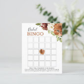 Floral Burgundy Dark Oranje Bridal Bingo Game Kaar (Staand voorkant)