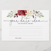 Floral burgundy Date-ideeën. Datum jar Briefpapier (Voorkant)