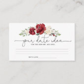 Floral burgundy Date night idea Informatiekaartje (Voorkant)