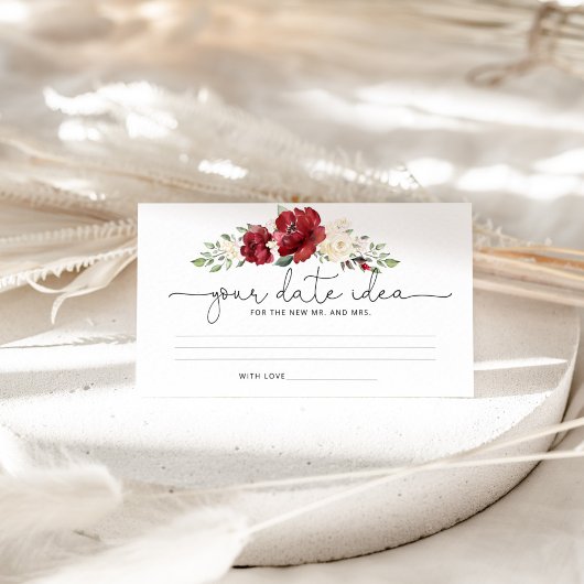 Floral burgundy Date night idea Informatiekaartje