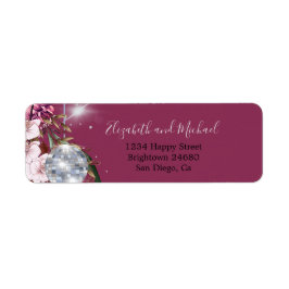 Floral Burgundy Disco Ball Silver Elegant Etiket