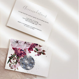 Floral Burgundy Disco Wedding Enclosure RSVP Card