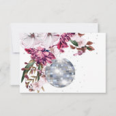 Floral Burgundy Disco Wedding Enclosure RSVP Card (Achterkant)