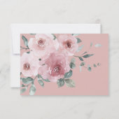 Floral Burgundy Dusty Pink Rose Wedding RSVP (Achterkant)