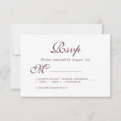 Floral Burgundy Dusty Pink Rose Wedding RSVP (Voorkant)