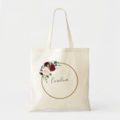 Floral Burgundy en Marsala Tote Bag (Voorkant)