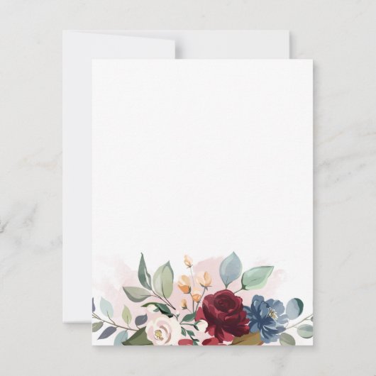 Floral Burgundy Eucalyptus Wedding Save the Date (Achterkant)