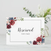 Floral Burgundy Foliage Weddenschap Gereserveerd (Staand voorkant)