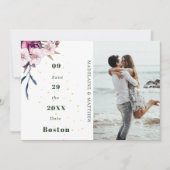 Floral Burgundy Foto Gold Blush Elegant Chic Save The Date (Voorkant)