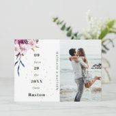 Floral Burgundy Foto Gold Blush Elegant Chic Save The Date (Staand voorkant)