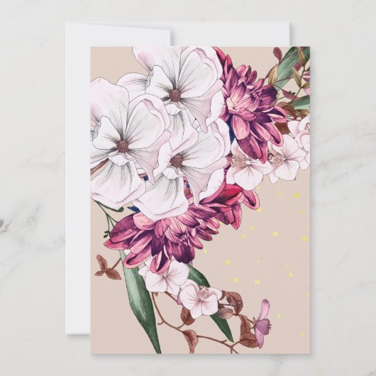 Floral Burgundy Foto Gold Blush Elegant Chic Save The Date (Achterkant)