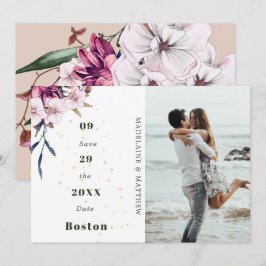 Floral Burgundy Foto Gold Blush Elegant Chic Save The Date