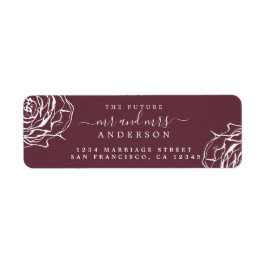Floral Burgundy Future Mrs Wedding Return Address Etiket