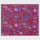 Floral Burgundy Girly Happy Birthday Cadeaupapier (Vlak)