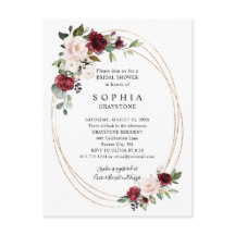 Floral Burgundy Gold Abstract Vrijgezellenfeest