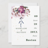 Floral Burgundy Gold Blush Elegant Chic Save The Date (Voorkant)
