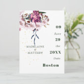 Floral Burgundy Gold Blush Elegant Chic Save The Date (Staand voorkant)