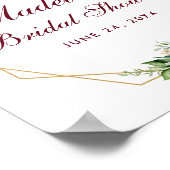 Floral Burgundy Gold Boho Vrijgezellenfeest Welkom Poster (Hoek)