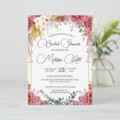 Floral Burgundy Gold Eucalyptus Vrijgezellenfeest Kaart (Staand voorkant)