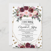 Floral Burgundy Gold Geometric Rehearsal Dinner Kaart (Voorkant)