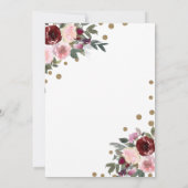 Floral Burgundy Gold Geometric Rehearsal Dinner Kaart (Achterkant)
