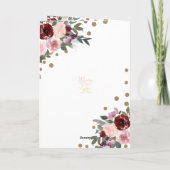 Floral Burgundy Gold Glitter Geometric Hartelijk d Bedankkaart (Achterkant)