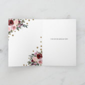 Floral Burgundy Gold Glitter Geometric Hartelijk d Bedankkaart (Binnen)