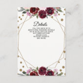 Floral Burgundy Gold Glitter Geometric Wedding Informatiekaartje (Voorkant)