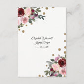 Floral Burgundy Gold Glitter Geometric Wedding Informatiekaartje (Achterkant)