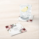 Floral Burgundy Gold Glitter Geometric Wedding Kartonnen Onderzetters (Insitu)