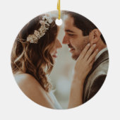 Floral Burgundy Gold Glitter Geometric Wedding Keramisch Ornament (Achterkant)